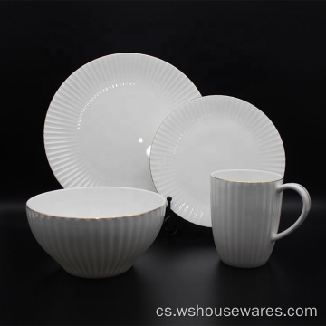 Luxusní zlaté keramické nádobí Set Tableware